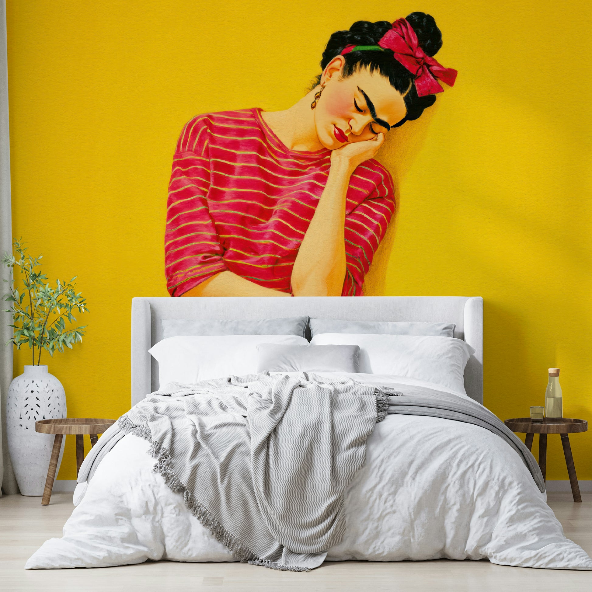 Sunlit field impression mural for calm interiors

