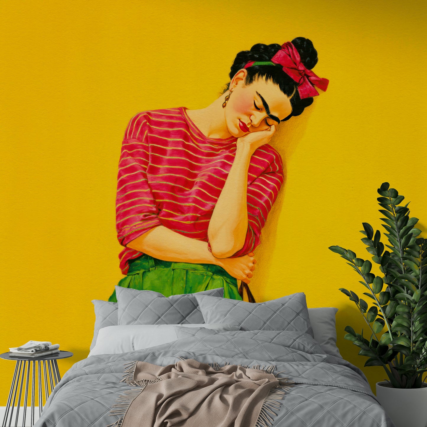 Dreamy summer landscape mural with soft textures

