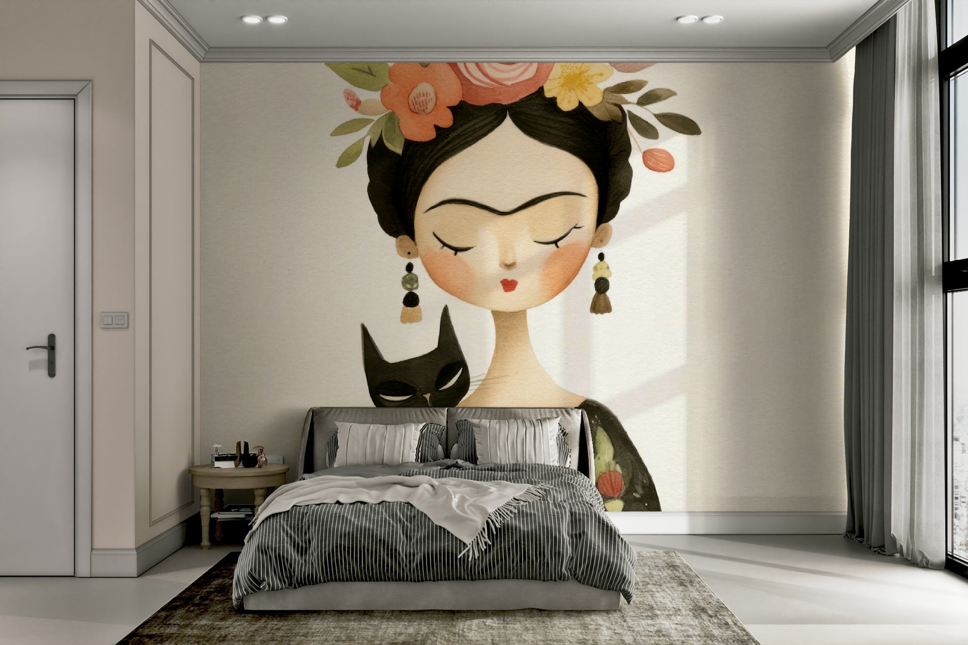 Midnight floral mural for bold and stylish rooms

