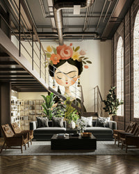 Dramatic mural of woman and nature in harmony

