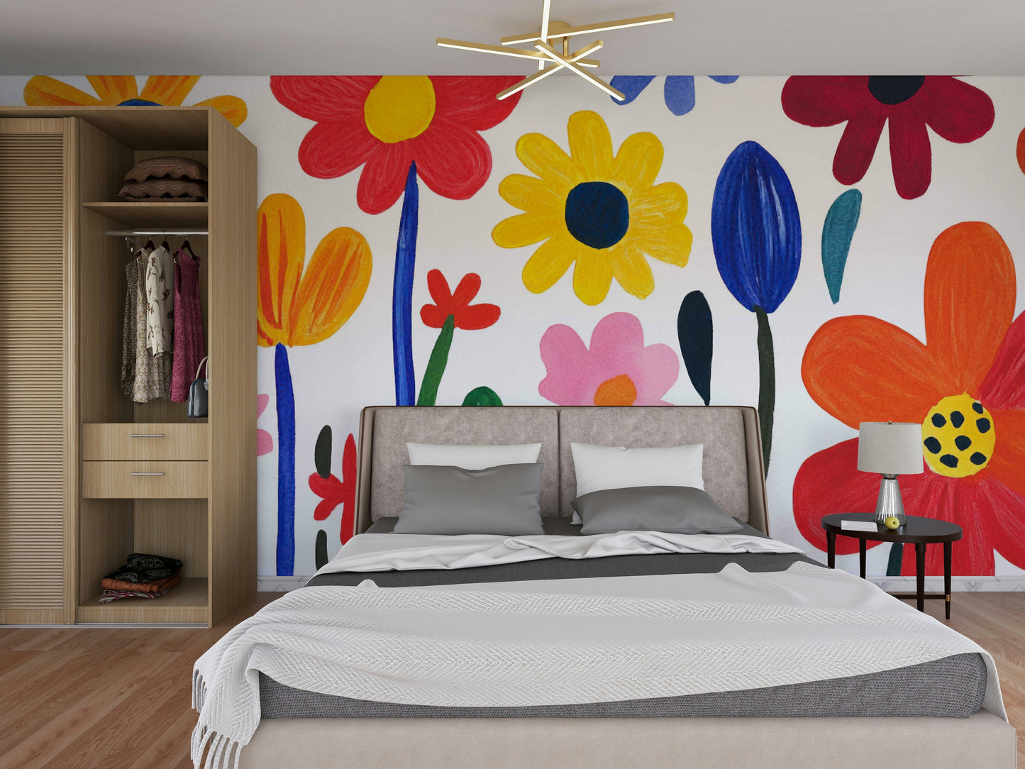 Artistic floral mural inspired by Matisse

