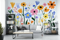 Living room with Matisse-inspired wall mural

