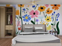 Joyful flower mural for creative interior style

