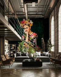 Floral Portrait mural inspired by famous Mexican icon

