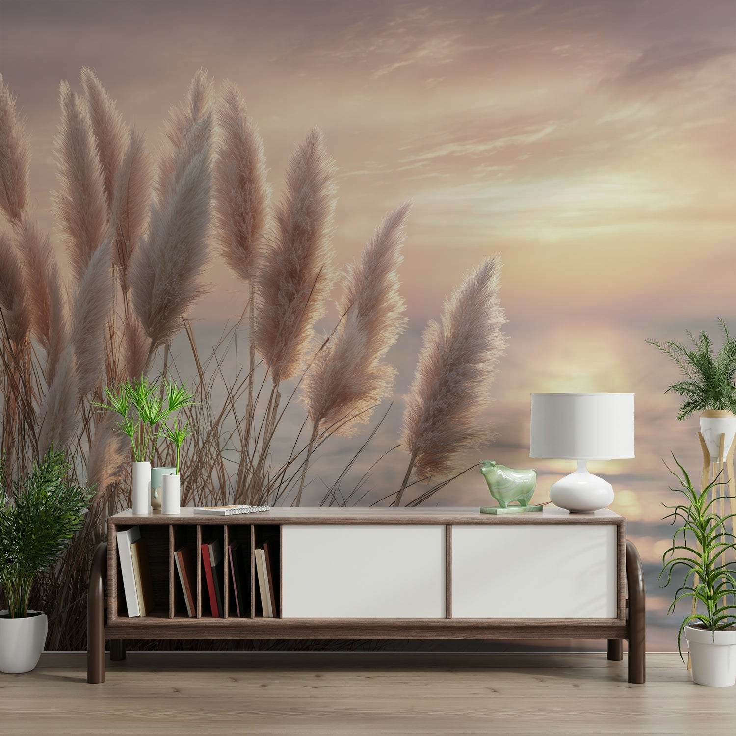 Whispers of the Shore Wall Mural with beach tones

