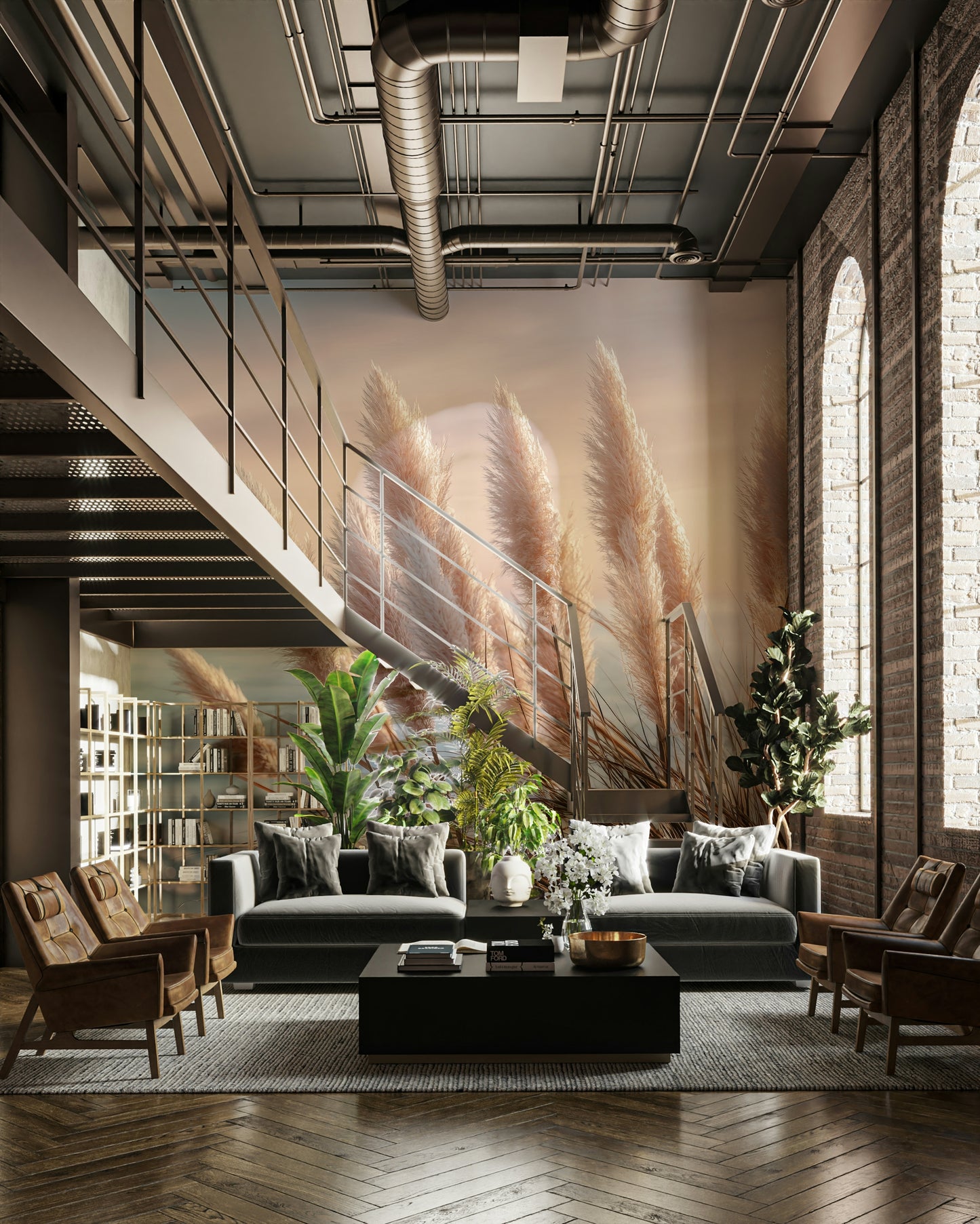 Faded shoreline view on wall mural backdrop


