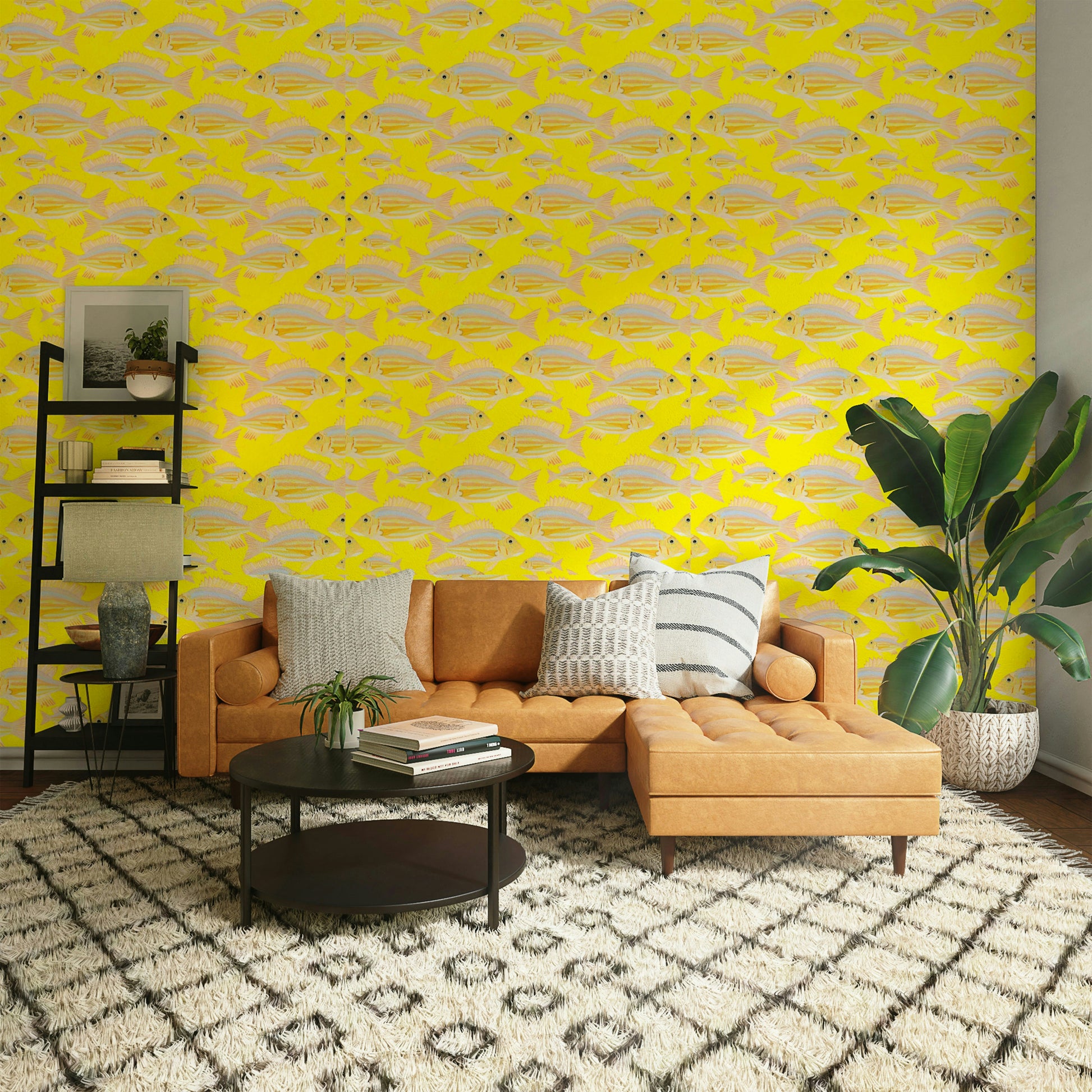 Watercolor fish pattern wallpaper for modern homes

