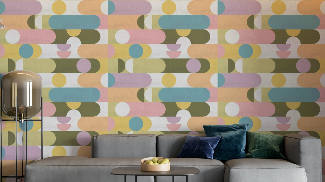 Soft Geometry Pastel Puzzle Wallpaper design

