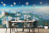 Living room styled with dreamy cloud wall mural

