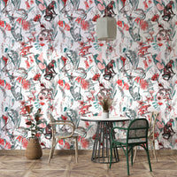 Abstract tribal motifs in soft textured wallpaper


