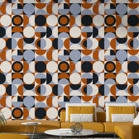 Artistic wall treatment in soft earth-inspired hues

