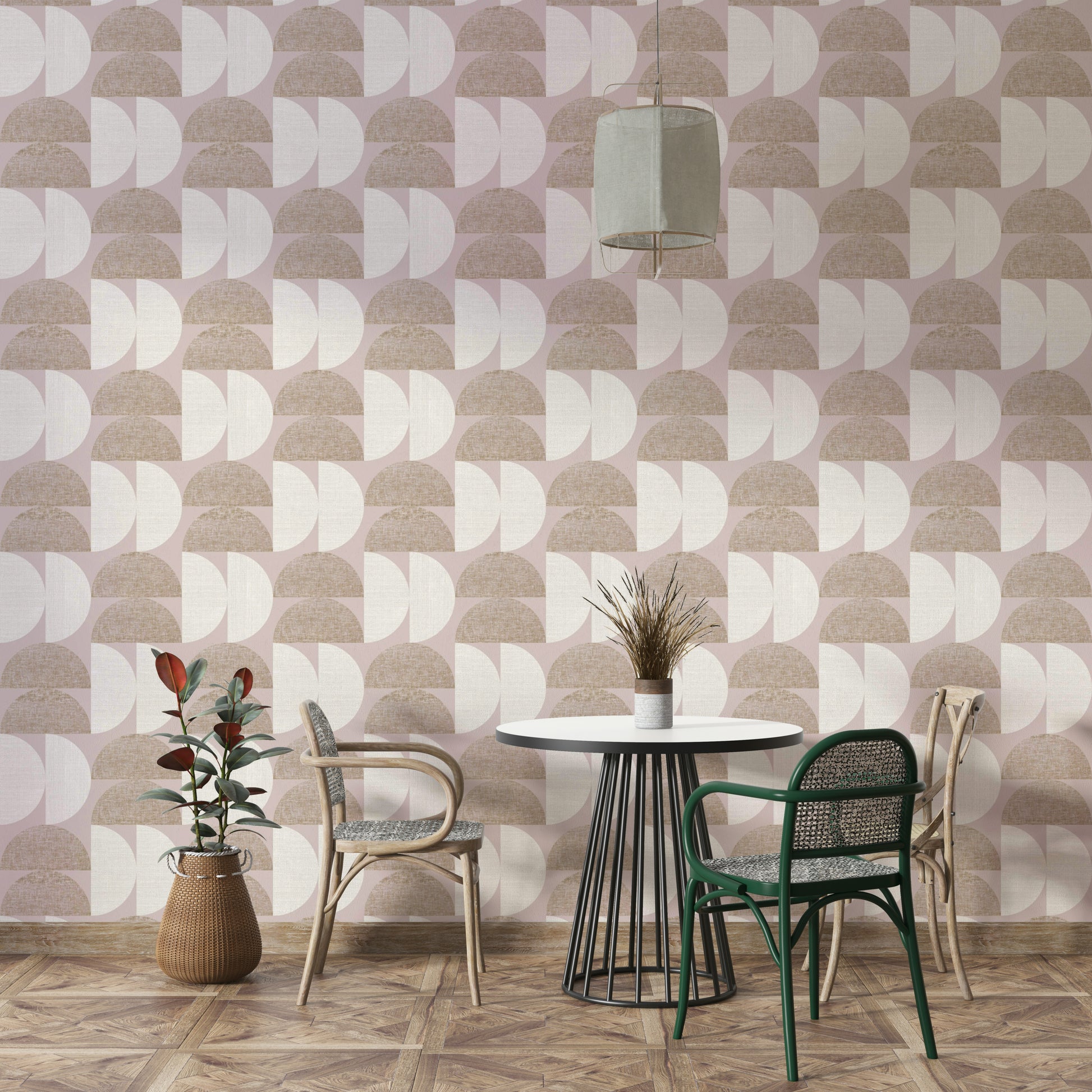 Geometric mid-century design in bold warm tones

