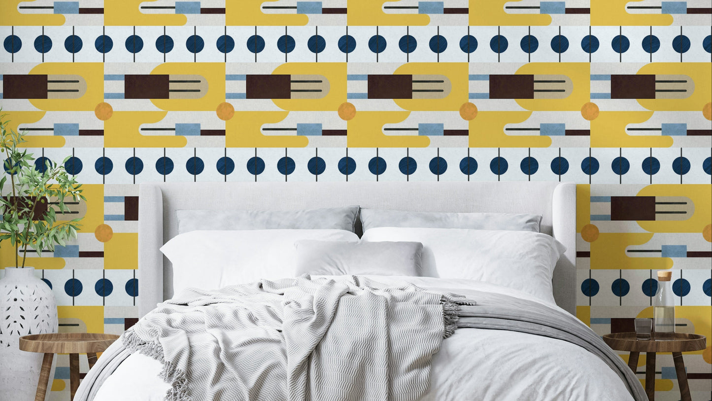 Mid Century Wallpaper with retro geometric pattern

