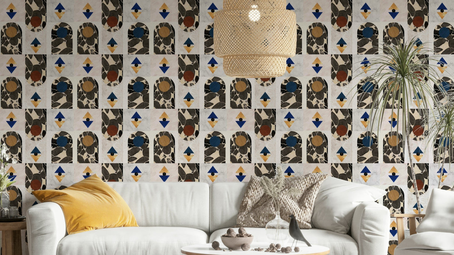 Mid Century 31 Wallpaper with retro geometric design

