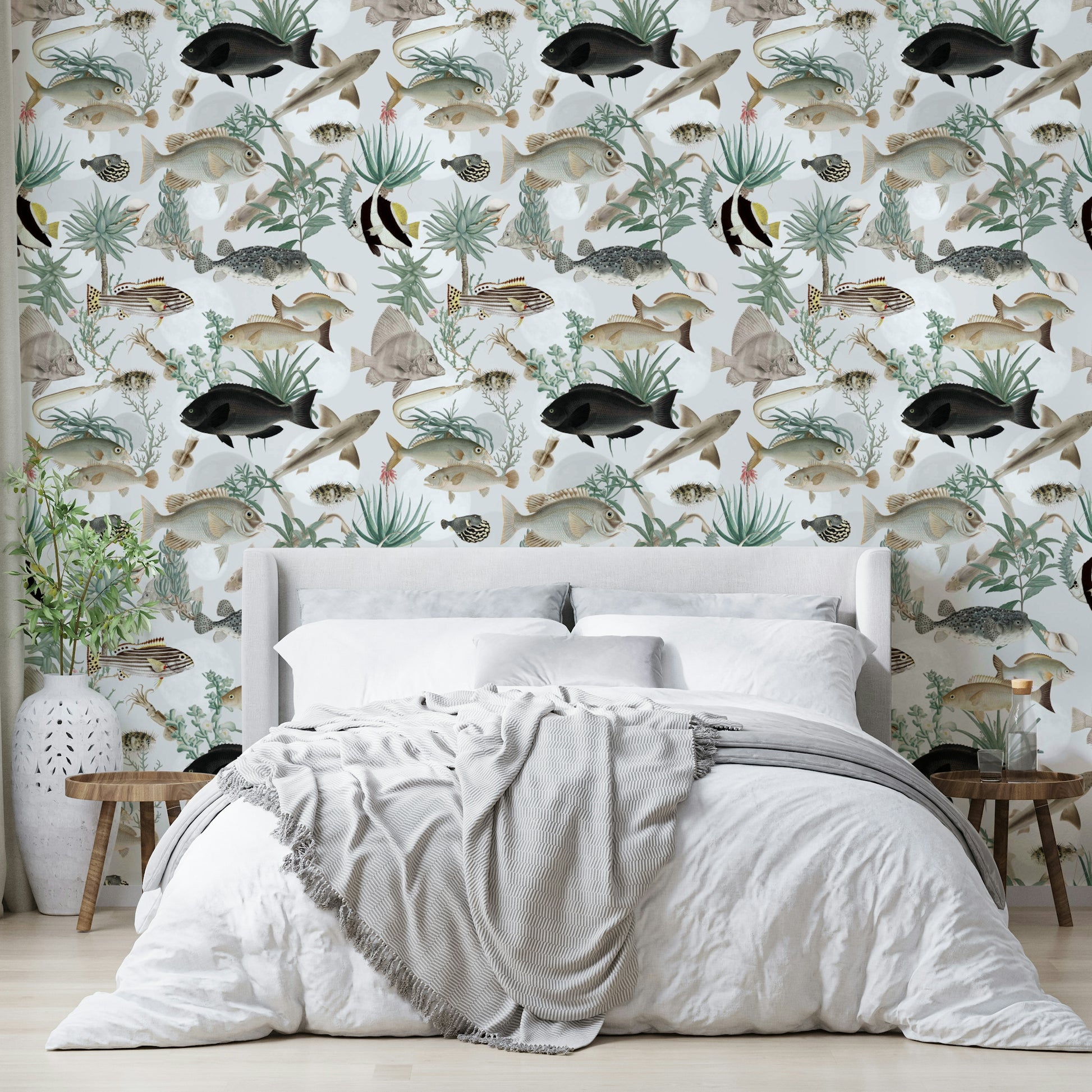 Light blue and sand-toned Oceania wall finish

