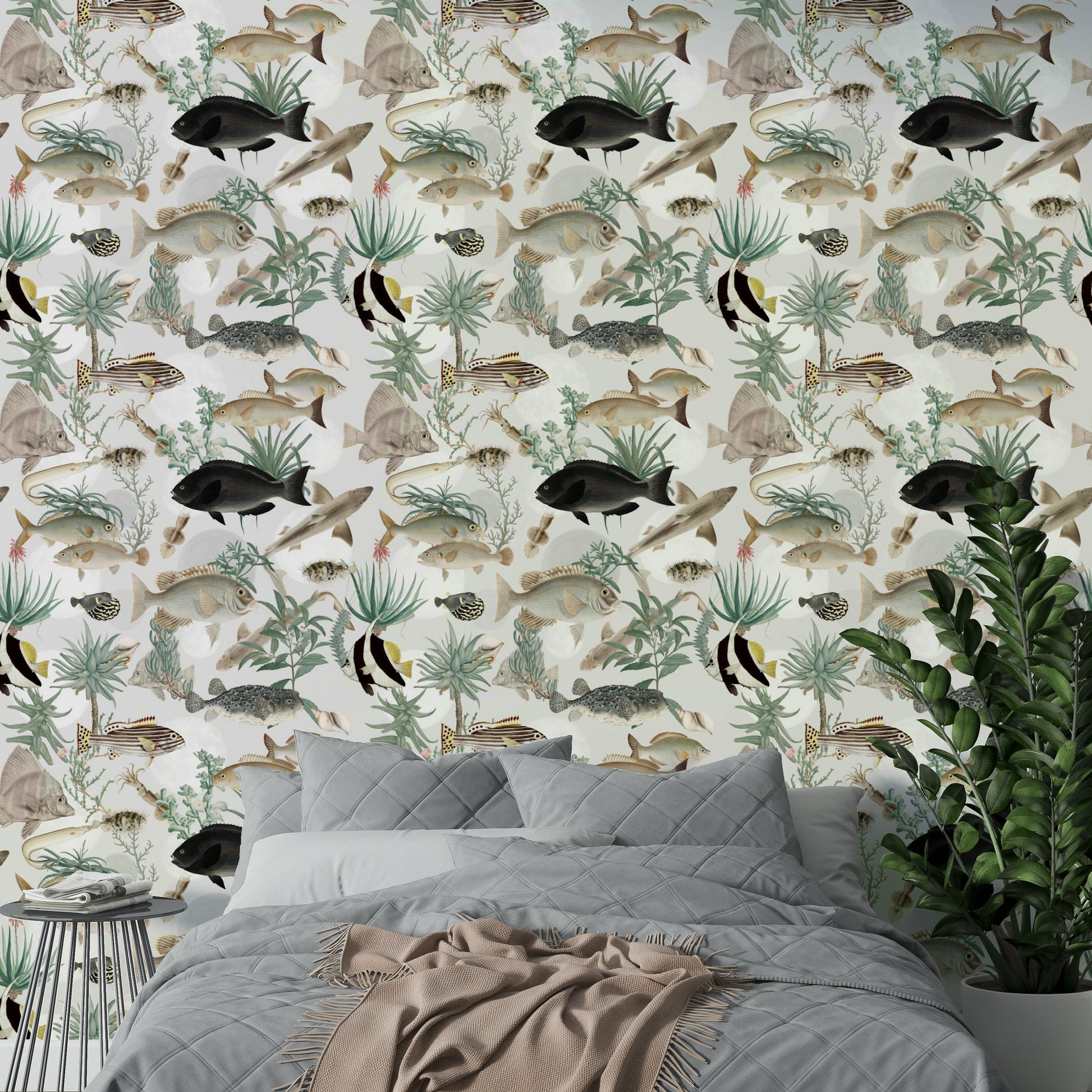 Subtle wave-patterned wallpaper for calm decor

