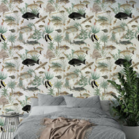 Subtle wave-patterned wallpaper for calm decor

