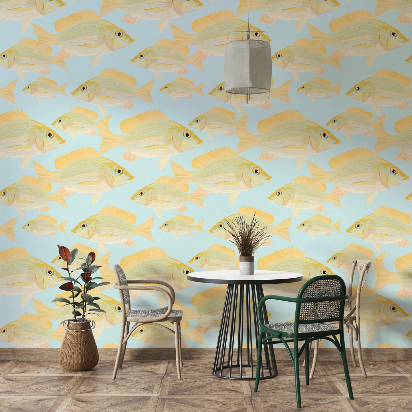 Coastal decor style using Sand Bream wallpaper

