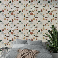 Vitruvian-style wall covering in neutral tones

