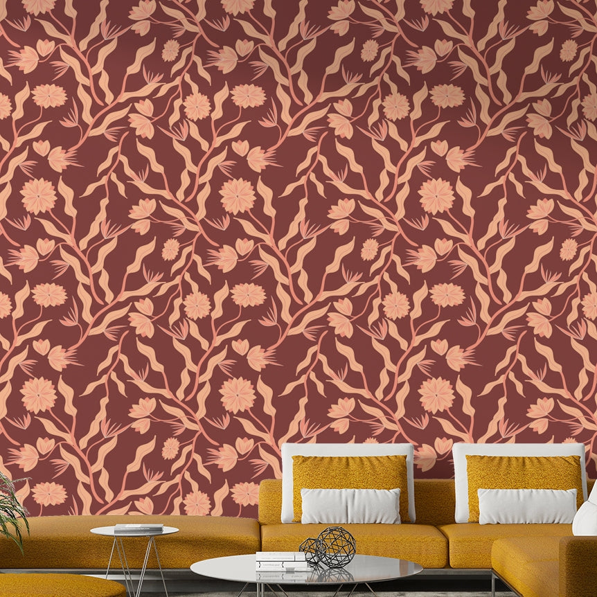 Terra Bloom Wallpaper with earthy floral design

