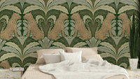 Botanical Leopard Symmetry Wallpaper with mirrored design

