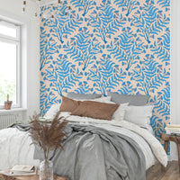 Traditional wallpaper with vintage blue flower design

