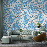 Botanical damask wallpaper with classic floral motifs

