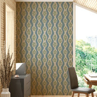 Mid-century inspired wallpaper with floral waves


