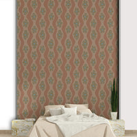 Earth-toned wallpaper with mocha and cream florals

