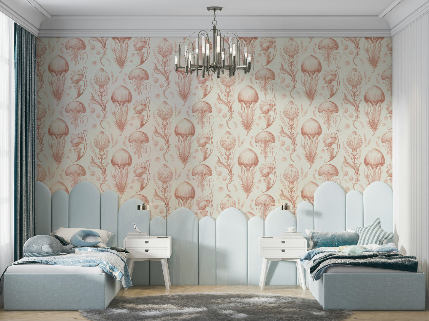 Soft jellyfish wallpaper for serene, creative spaces

