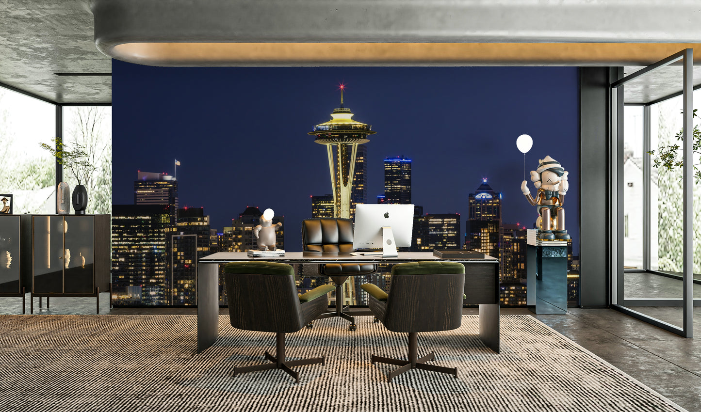 Calm twilight tones over Seattle city and bay wallpaper

