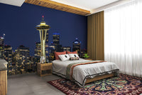 Blue hour Seattle panorama showing illuminated skyscrapers

