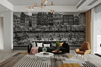 Classic Dutch buildings and canal wall mural wallpaper

