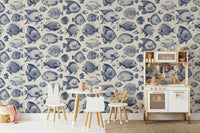 Detailed line art fish wallpaper pattern for walls

