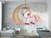 Gentle pastel wallpaper featuring pony and moon

