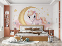 Sweet pony and star wallpaper under night sky

