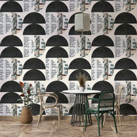 Contemporary abstract wall mural in neutral tones

