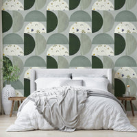 Mural wallpaper featuring organic shapes and brushstrokes

