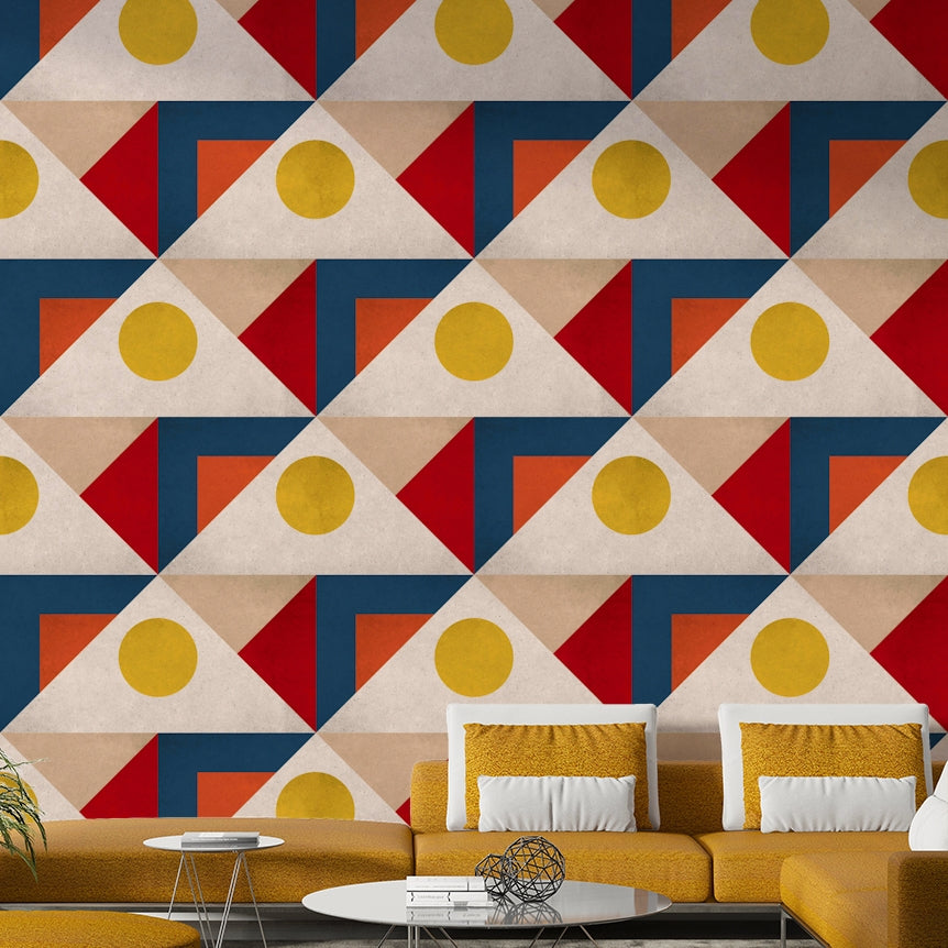 Bright wall mural for mid-century modern homes

