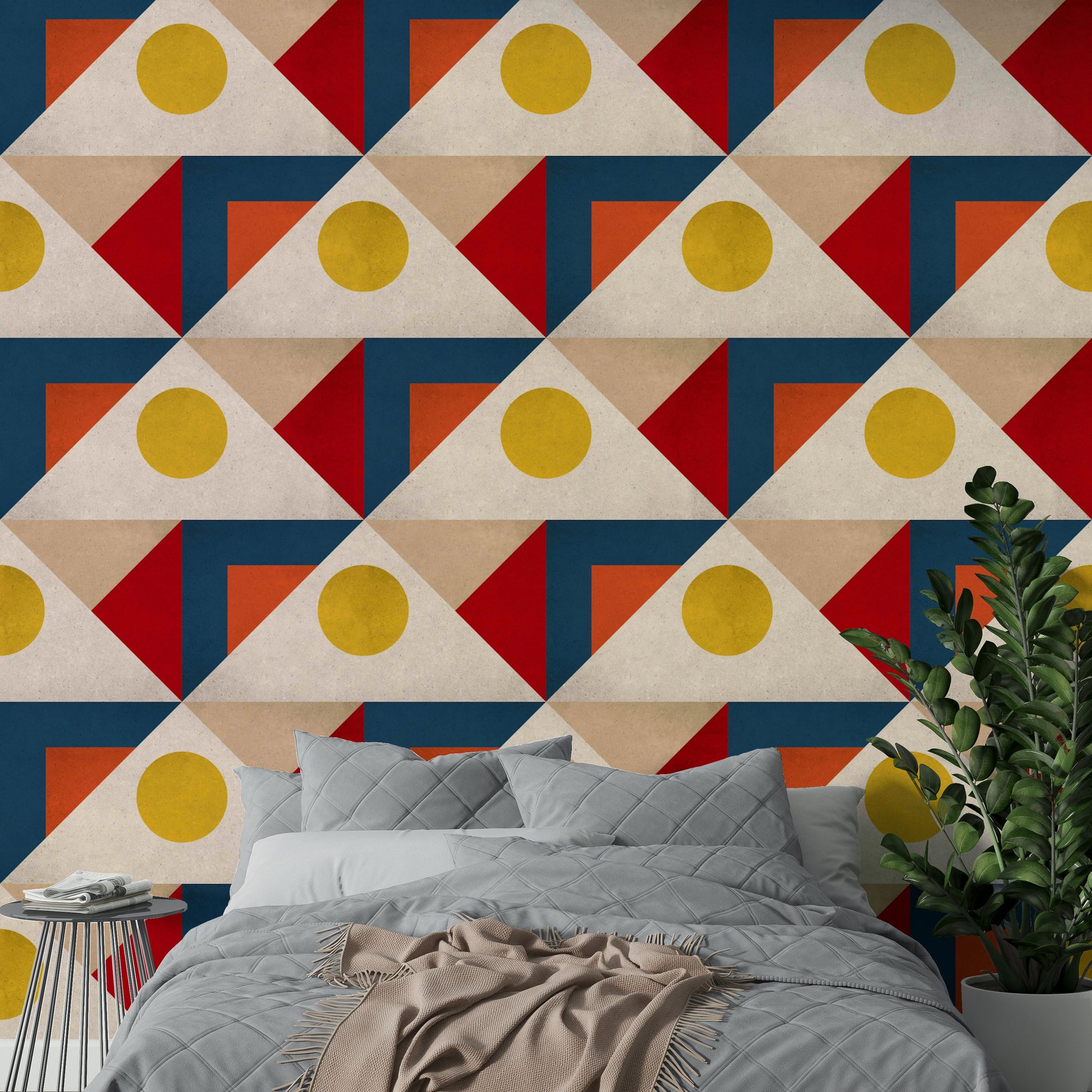 Retro-inspired wallpaper with overlapping circles

