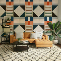 Mural wallpaper with mid-century modern pattern

