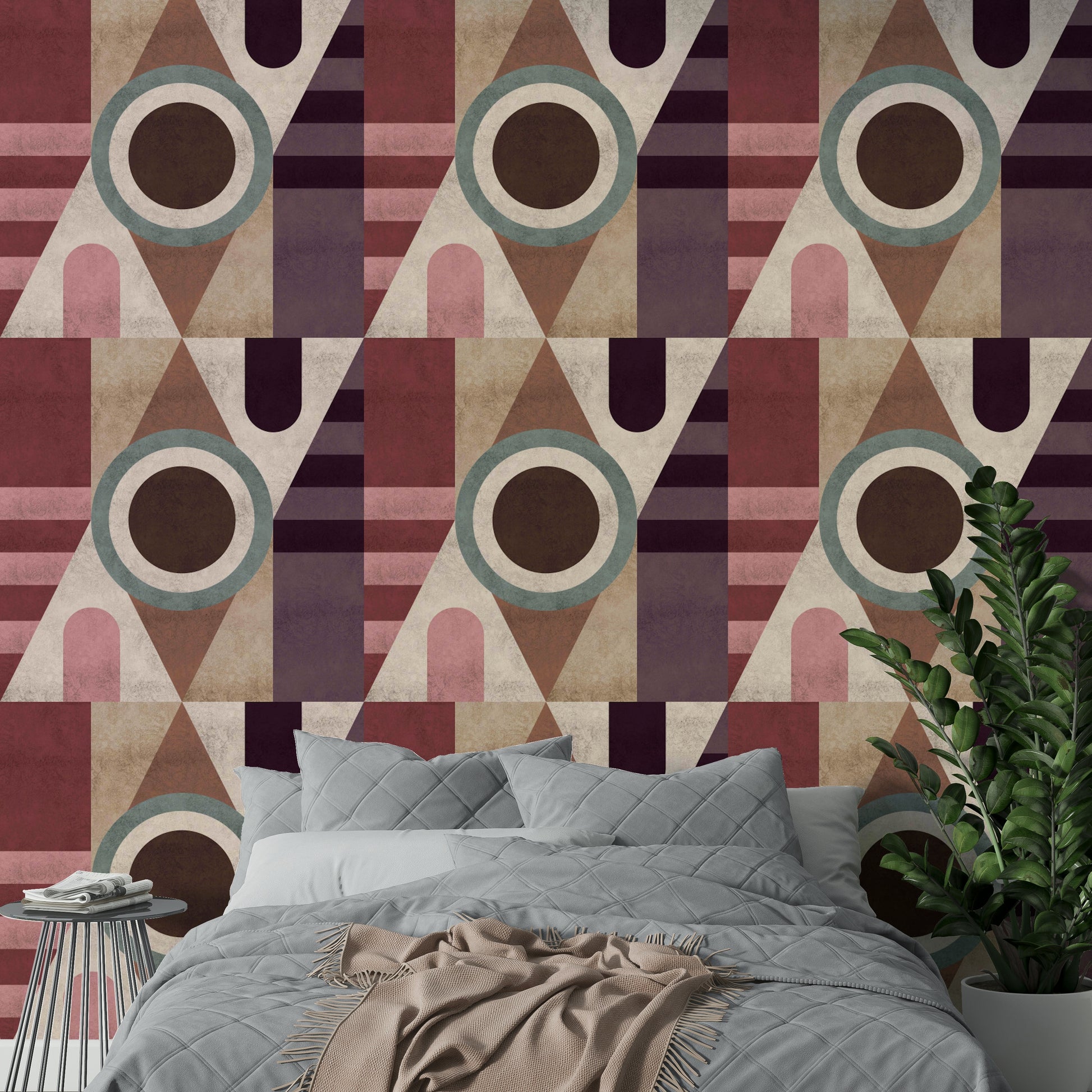 Structured wall mural in grayscale design

