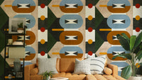 Terra Firma mural wallpaper with earthy geometric design

