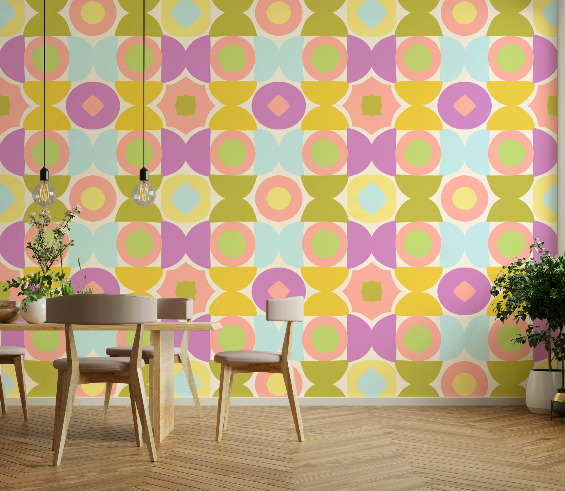 Fun and energetic Kaleidoscope Kisses wallpaper for bedrooms

