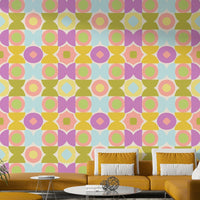 Kaleidoscope Kisses wallpaper with bright hues for living rooms

