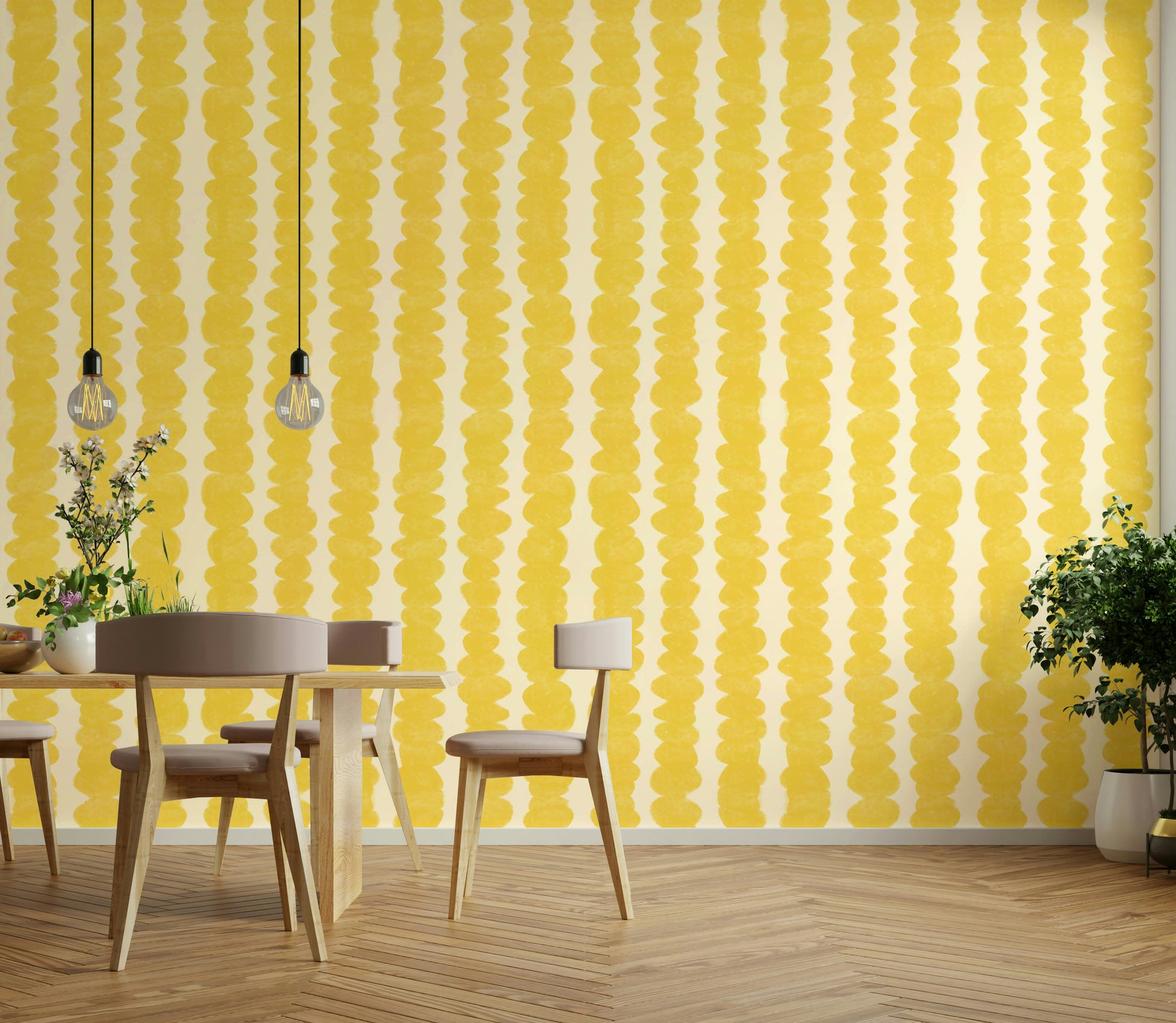 Playful Sunshine Stacks wallpaper for living rooms

