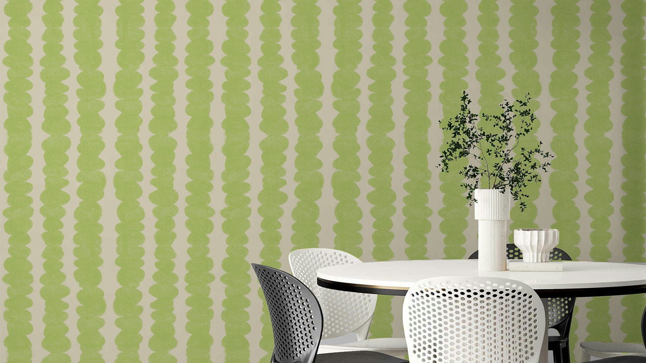 Lime Pebble Stacks wallpaper for modern home decor

