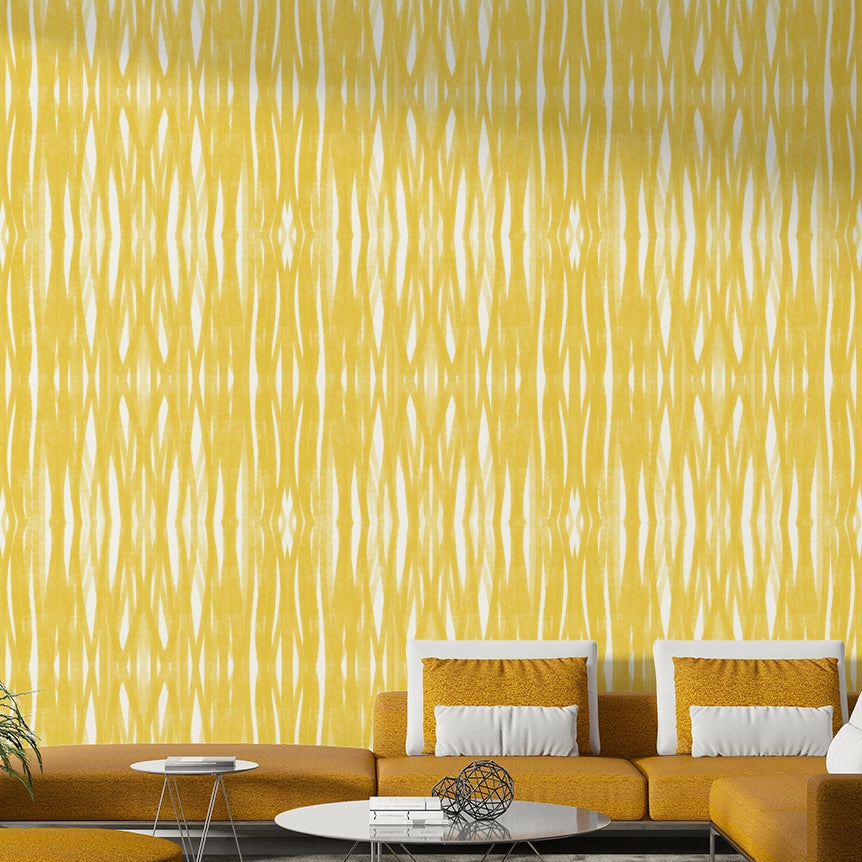 Bright yellow Sunshine Strokes wallpaper for living room

