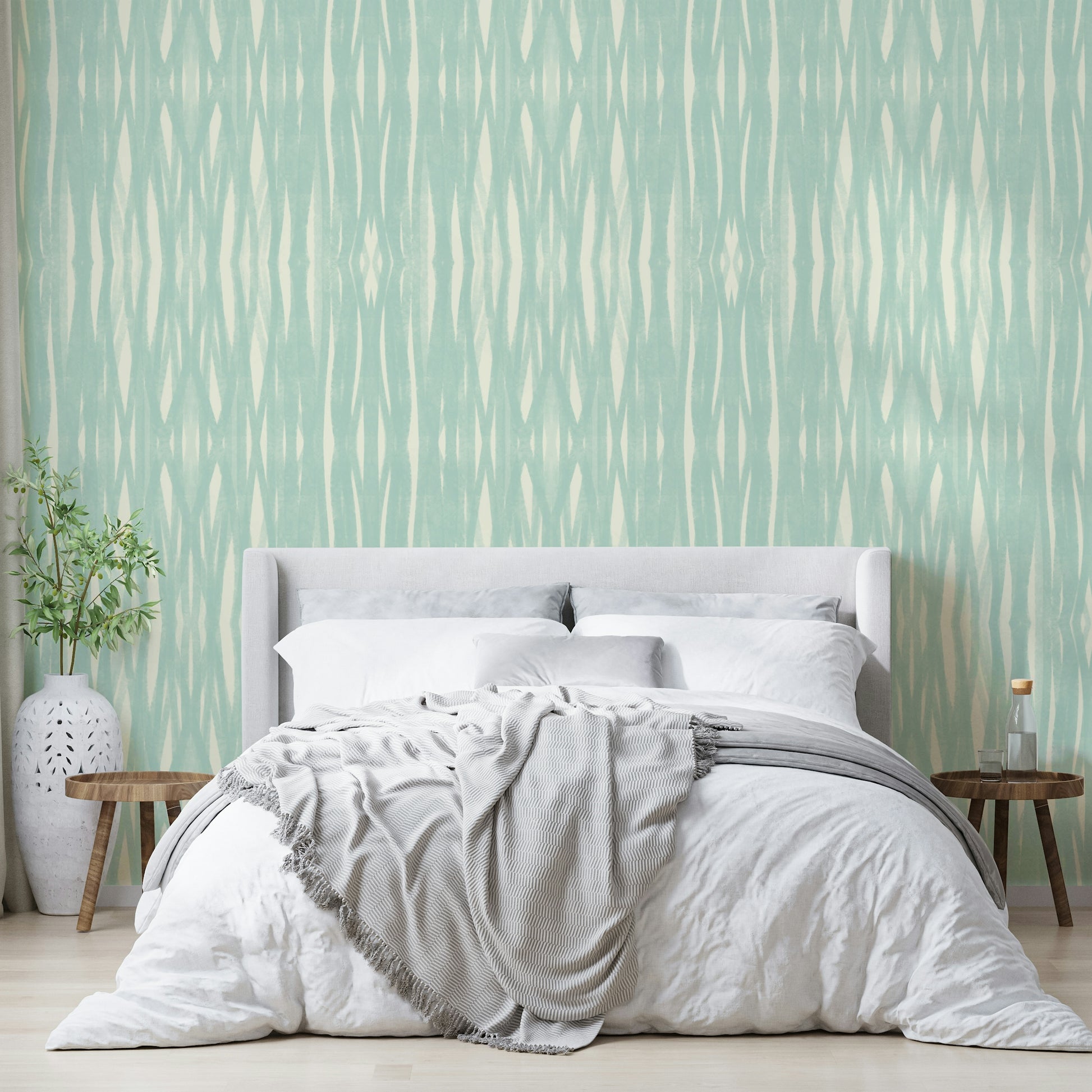 Fluid lines Aqua Flow wallpaper for calming decor

