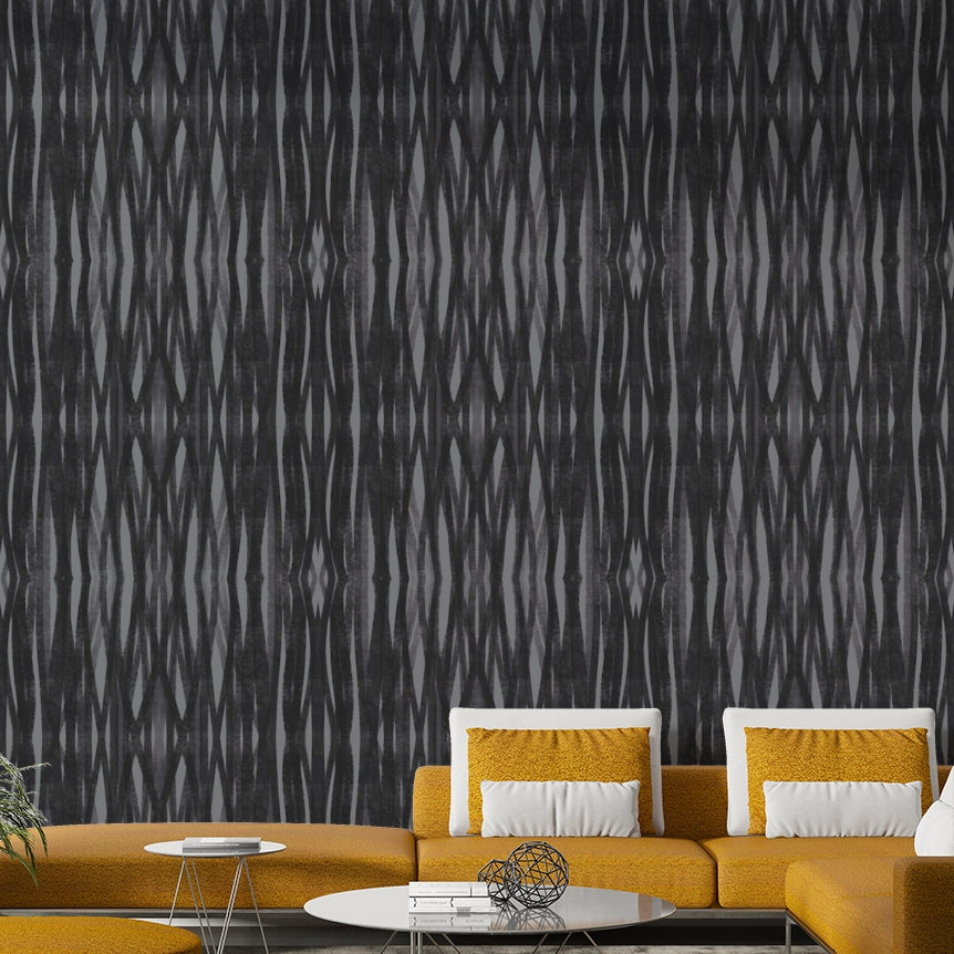 Modern charcoal wallpaper with symmetrical pattern

